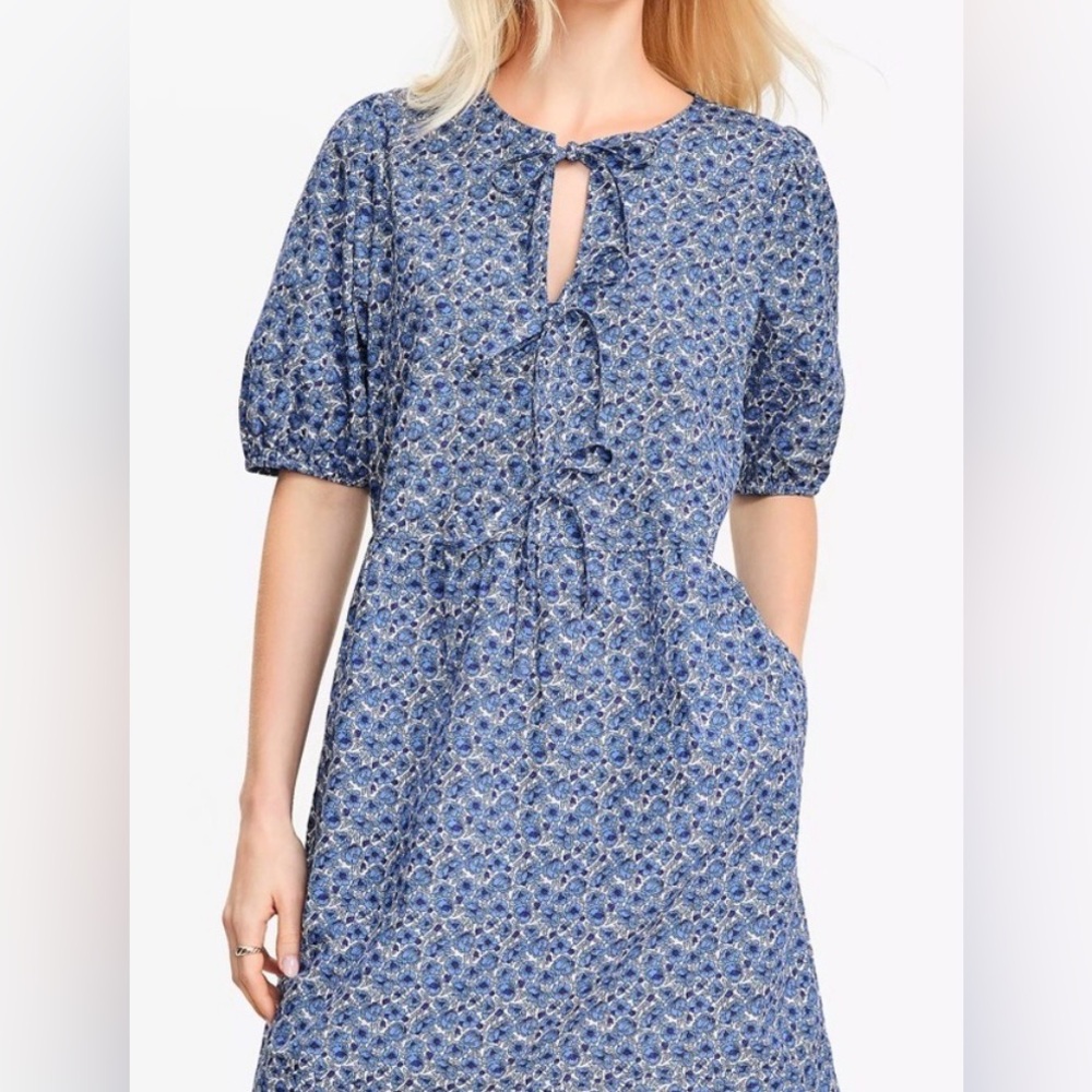 LOFT Blue Floral Midi Dress